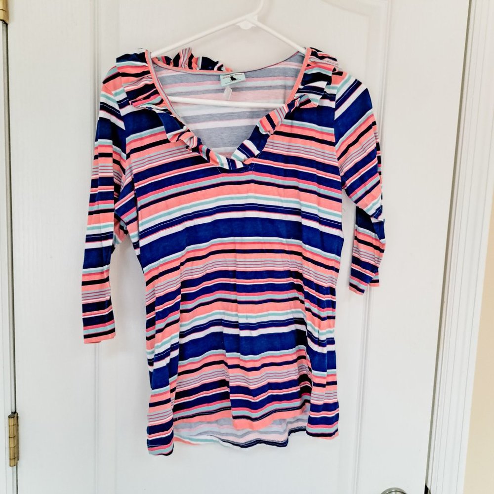 Haley and the Hound Small ruffle neck 3/4 sleeve top